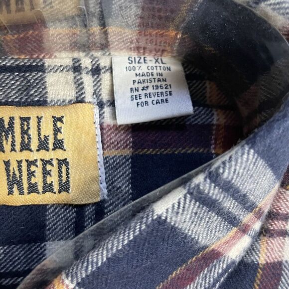 Vintage Tumble Weed Flannel Shirt Mens Size XL Red Blue Plaid Long Sleeve NEW - Picture 3 of 4